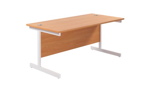 Single Upright Rectangular Desk: 800mm Deep 1600 X 800 Beech/White