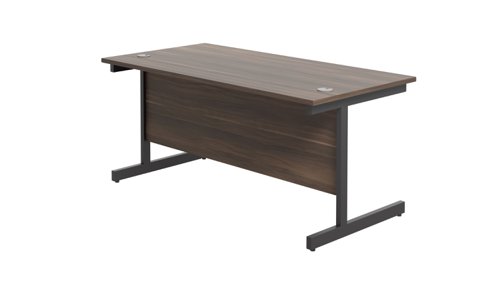 SU1680RECDWBK Single Upright Rectangular Desk: 800mm Deep (FSC) 1600 X 800 Dark Walnut/Black