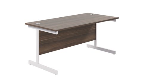 Single Upright Rectangular Desk: 800mm Deep 1600 X 800 Dark Walnut/White