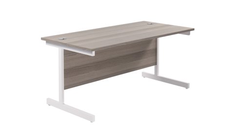 Single Upright Rectangular Desk: 800mm Deep 1600 X 800 Grey Oak/White