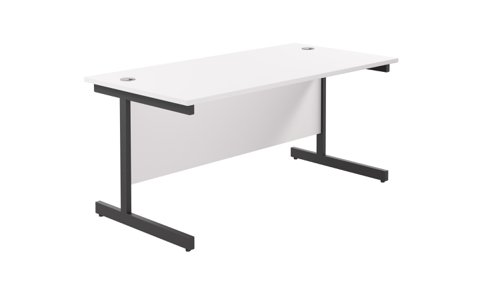 Single Upright Rectangular Desk: 800mm Deep 1600 X 800 White/Black