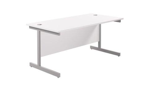 Single Upright Rectangular Desk: 800mm Deep 1600 X 800 White/Silver