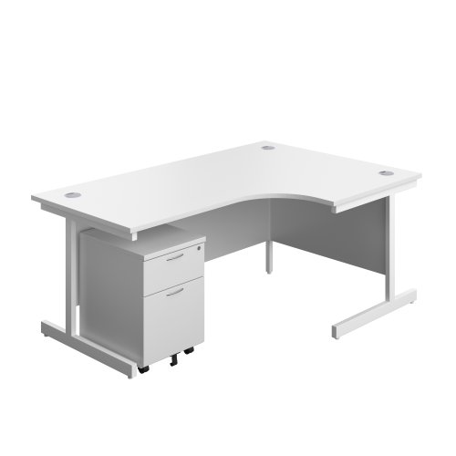 Single Upright Right Hand Radial Desk + Mobile 2 Drawer Pedestal (FSC) 1800 X 1200 White/White