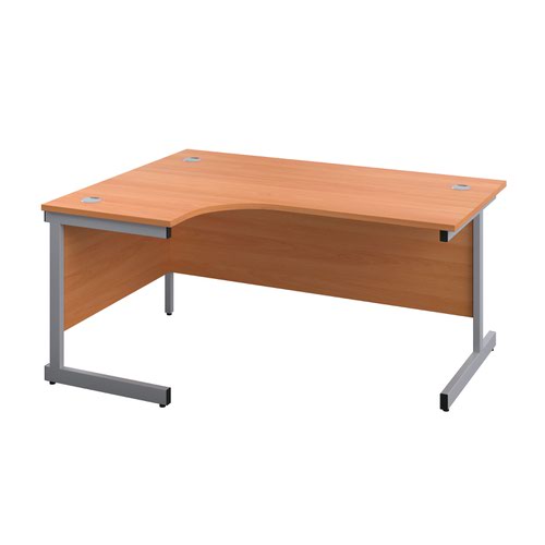 1800X1200 Twin Upright Left Hand Radial Desk Beech-Silver + Desk High Ped