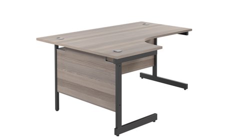 Single Upright Left Hand Radial Desk (FSC) 1800 X 1200 Grey Oak/Black