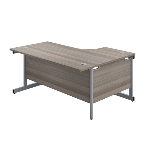 Single Upright Left Hand Radial Desk 1800 X 1200 Grey Oak/Silver