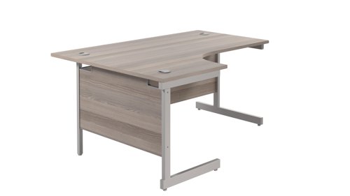 Single Upright Left Hand Radial Desk 1800 X 1200 Grey Oak/Silver
