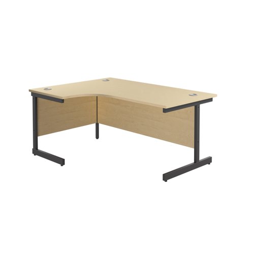 Single Upright Left Hand Radial Desk (FSC) 1800 X 1200 Maple/Black