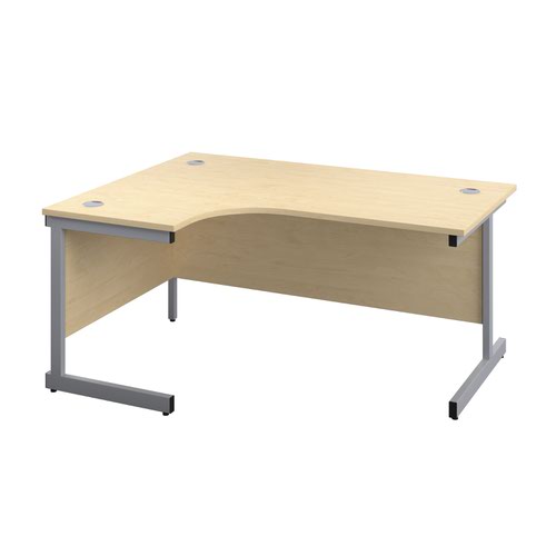 1800X1200 Single Upright Left Hand Radial Desk Maple-Silver