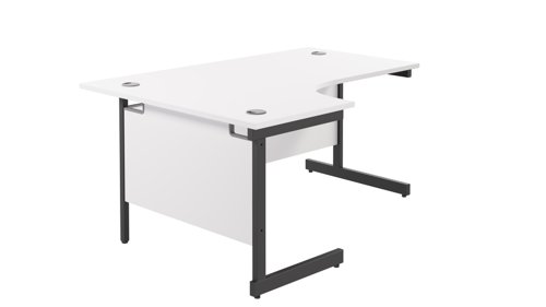 Single Upright Left Hand Radial Desk (FSC) 1800 X 1200 White/Black
