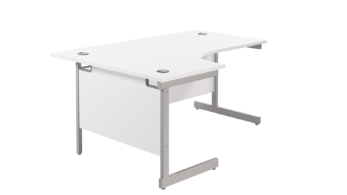 Single Upright Left Hand Radial Desk  1800 X 1200 White/Silver