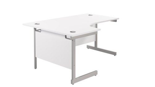 Single Upright Left Hand Radial Desk 1800 X 1200 White/Silver