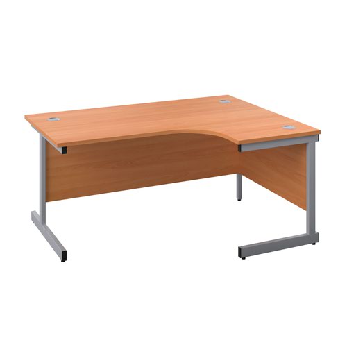1800X1200 Single Upright Right Hand Radial Desk Beech-Silver