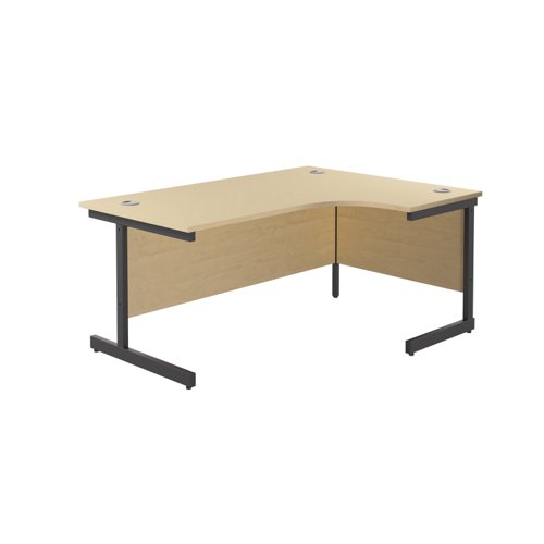 Single Upright Right Hand Radial Desk (FSC) 1800 X 1200 Maple/Black