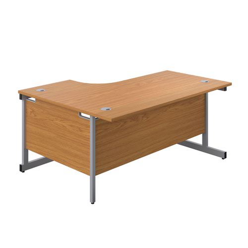 Single Upright Right Hand Radial Desk (FSC) 1800 X 1200 Nova Oak/Silver