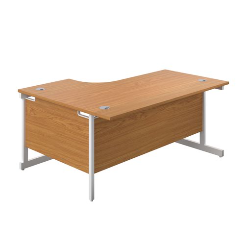 Single Upright Right Hand Radial Desk (FSC) 1800 X 1200 Nova Oak/White