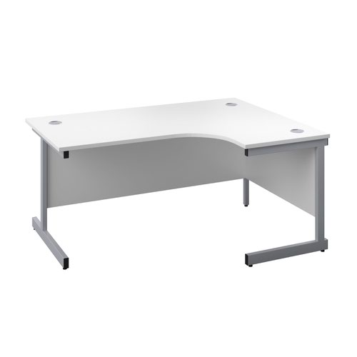 1800X1200 Single Upright Right Hand Radial Desk White-Silver