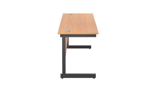 SU1860RECBEBK | The Single Upright Rectangular Desk, with its sleek and stylish design, this Modern cantilever leg rectangular office desk is available in white, black and silver legs to suit any decor. The desk comes with cable ports supplied as a standard, making it easy to keep your workspace tidy and organised. The adjustable feet ensure that the desk is level on uneven floors, while the included modesty panels provide privacy and a professional look. Whether you're working from home or in the office, our Single Upright Rectangular Desk is the ideal choice for a comfortable and productive workspace.