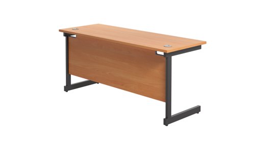 SU1860RECBEBK | The Single Upright Rectangular Desk, with its sleek and stylish design, this Modern cantilever leg rectangular office desk is available in white, black and silver legs to suit any decor. The desk comes with cable ports supplied as a standard, making it easy to keep your workspace tidy and organised. The adjustable feet ensure that the desk is level on uneven floors, while the included modesty panels provide privacy and a professional look. Whether you're working from home or in the office, our Single Upright Rectangular Desk is the ideal choice for a comfortable and productive workspace.