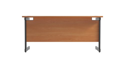 SU1860RECBEBK | The Single Upright Rectangular Desk, with its sleek and stylish design, this Modern cantilever leg rectangular office desk is available in white, black and silver legs to suit any decor. The desk comes with cable ports supplied as a standard, making it easy to keep your workspace tidy and organised. The adjustable feet ensure that the desk is level on uneven floors, while the included modesty panels provide privacy and a professional look. Whether you're working from home or in the office, our Single Upright Rectangular Desk is the ideal choice for a comfortable and productive workspace.