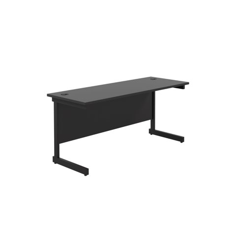 Single Upright Rectangular Desk: 600mm Deep (FSC) 1800 X 600 Black/Black