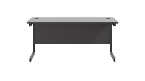 SU1860RECBKBK | The Single Upright Rectangular Desk, with its sleek and stylish design, this Modern cantilever leg rectangular office desk is available in white, black and silver legs to suit any decor. The desk comes with cable ports supplied as a standard, making it easy to keep your workspace tidy and organised. The adjustable feet ensure that the desk is level on uneven floors, while the included modesty panels provide privacy and a professional look. Whether you're working from home or in the office, our Single Upright Rectangular Desk is the ideal choice for a comfortable and productive workspace.
