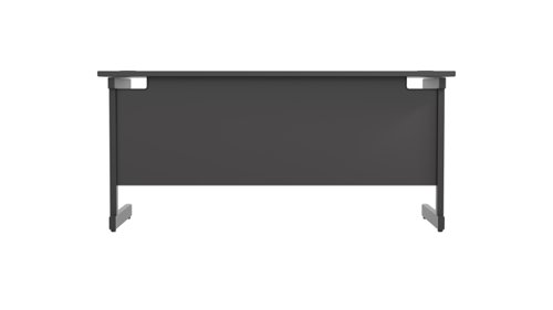 SU1860RECBKBK | The Single Upright Rectangular Desk, with its sleek and stylish design, this Modern cantilever leg rectangular office desk is available in white, black and silver legs to suit any decor. The desk comes with cable ports supplied as a standard, making it easy to keep your workspace tidy and organised. The adjustable feet ensure that the desk is level on uneven floors, while the included modesty panels provide privacy and a professional look. Whether you're working from home or in the office, our Single Upright Rectangular Desk is the ideal choice for a comfortable and productive workspace.