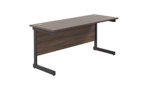 Single Upright Rectangular Desk: 600mm Deep (FSC) 1800 X 600 Dark Walnut/Black