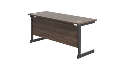 SU1860RECDWBK | The Single Upright Rectangular Desk, with its sleek and stylish design, this Modern cantilever leg rectangular office desk is available in white, black and silver legs to suit any decor. The desk comes with cable ports supplied as a standard, making it easy to keep your workspace tidy and organised. The adjustable feet ensure that the desk is level on uneven floors, while the included modesty panels provide privacy and a professional look. Whether you're working from home or in the office, our Single Upright Rectangular Desk is the ideal choice for a comfortable and productive workspace.
