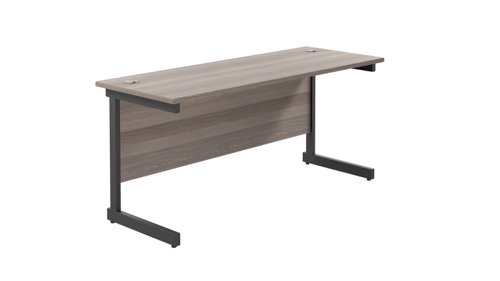 Single Upright Rectangular Desk: 600mm Deep (FSC) 1800 X 600 Grey Oak/Black
