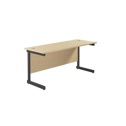 Single Upright Rectangular Desk: 600mm Deep (FSC) 1800 X 600 Maple/Black