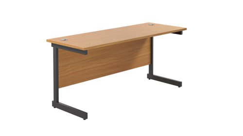 Single Upright Rectangular Desk: 600mm Deep (FSC) 1800 X 600 Nova Oak/Black