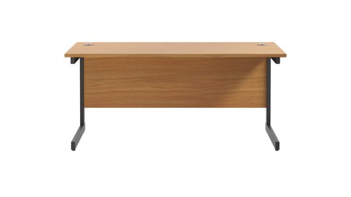 SU1860RECNOBK | The Single Upright Rectangular Desk, with its sleek and stylish design, this Modern cantilever leg rectangular office desk is available in white, black and silver legs to suit any decor. The desk comes with cable ports supplied as a standard, making it easy to keep your workspace tidy and organised. The adjustable feet ensure that the desk is level on uneven floors, while the included modesty panels provide privacy and a professional look. Whether you're working from home or in the office, our Single Upright Rectangular Desk is the ideal choice for a comfortable and productive workspace.