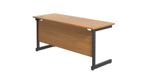 SU1860RECNOBK | The Single Upright Rectangular Desk, with its sleek and stylish design, this Modern cantilever leg rectangular office desk is available in white, black and silver legs to suit any decor. The desk comes with cable ports supplied as a standard, making it easy to keep your workspace tidy and organised. The adjustable feet ensure that the desk is level on uneven floors, while the included modesty panels provide privacy and a professional look. Whether you're working from home or in the office, our Single Upright Rectangular Desk is the ideal choice for a comfortable and productive workspace.