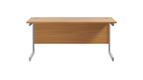 Single Upright Rectangular Desk: 600mm Deep (FSC) 1800 X 600 Nova Oak/Silver