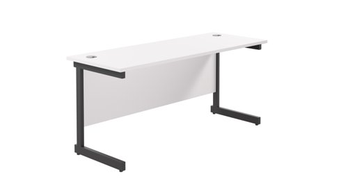 Single Upright Rectangular Desk: 600mm Deep (FSC) 1800 X 600 White/Black