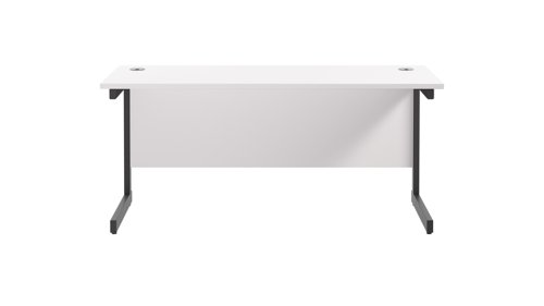 SU1860RECWHBK | The Single Upright Rectangular Desk, with its sleek and stylish design, this Modern cantilever leg rectangular office desk is available in white, black and silver legs to suit any decor. The desk comes with cable ports supplied as a standard, making it easy to keep your workspace tidy and organised. The adjustable feet ensure that the desk is level on uneven floors, while the included modesty panels provide privacy and a professional look. Whether you're working from home or in the office, our Single Upright Rectangular Desk is the ideal choice for a comfortable and productive workspace.