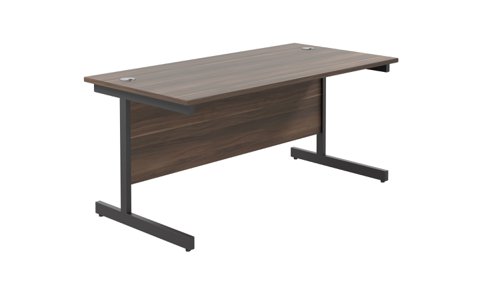 Single Upright Rectangular Desk: 800mm Deep (FSC) 1800 X 800 Dark Walnut/Black