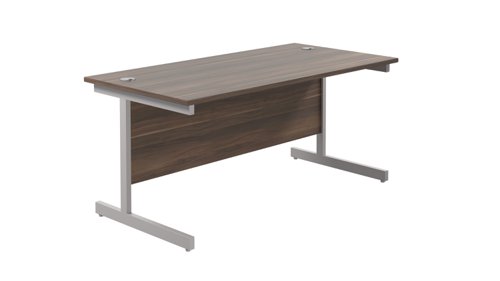 Single Upright Rectangular Desk: 800mm Deep (FSC) 1800 X 800 Dark Walnut/Silver