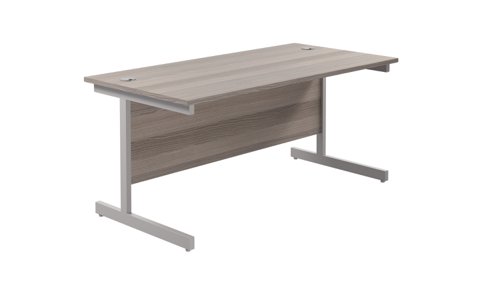 Single Upright Rectangular Desk: 800mm Deep (FSC) 1800 X 800 Grey Oak/Silver