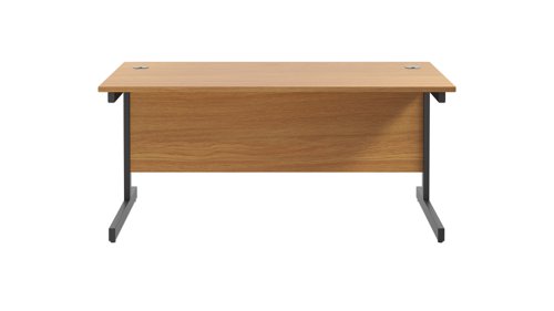 SU1880RECNOBK | The Single Upright Rectangular Desk, with its sleek and stylish design, this Modern cantilever leg rectangular office desk is available in white, black and silver legs to suit any decor. The desk comes with cable ports supplied as a standard, making it easy to keep your workspace tidy and organised. The adjustable feet ensure that the desk is level on uneven floors, while the included modesty panels provide privacy and a professional look. Whether you're working from home or in the office, our Single Upright Rectangular Desk is the ideal choice for a comfortable and productive workspace.
