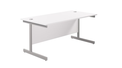 Single Upright Rectangular Desk: 800mm Deep (FSC) 1800 X 800 White/Silver