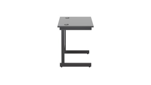 SU8060RECBKBK | The Single Upright Rectangular Desk, with its sleek and stylish design, this Modern cantilever leg rectangular office desk is available in white, black and silver legs to suit any decor. The desk comes with cable ports supplied as a standard, making it easy to keep your workspace tidy and organised. The adjustable feet ensure that the desk is level on uneven floors, while the included modesty panels provide privacy and a professional look. Whether you're working from home or in the office, our Single Upright Rectangular Desk is the ideal choice for a comfortable and productive workspace.