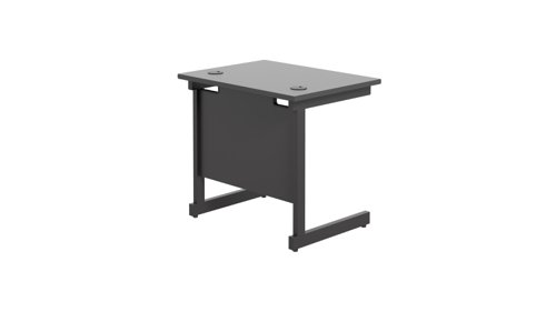 SU8060RECBKBK | The Single Upright Rectangular Desk, with its sleek and stylish design, this Modern cantilever leg rectangular office desk is available in white, black and silver legs to suit any decor. The desk comes with cable ports supplied as a standard, making it easy to keep your workspace tidy and organised. The adjustable feet ensure that the desk is level on uneven floors, while the included modesty panels provide privacy and a professional look. Whether you're working from home or in the office, our Single Upright Rectangular Desk is the ideal choice for a comfortable and productive workspace.