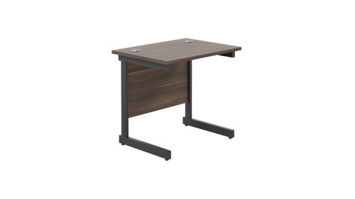 Single Upright Rectangular Desk: 600mm Deep 800 X 600 Dark Walnut/Black