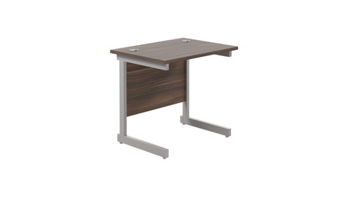 Single Upright Rectangular Desk: 600mm Deep 800 X 600 Dark Walnut/Silver