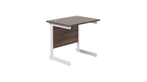 Single Upright Rectangular Desk: 600mm Deep 800 X 600 Dark Walnut/White