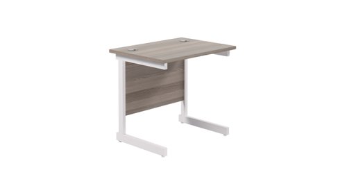 Single Upright Rectangular Desk: 600mm Deep (FSC) 800 X 600 Grey Oak/White