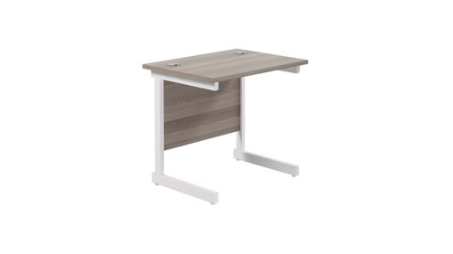 Single Upright Rectangular Desk: 600mm Deep 800 X 600 Grey Oak/White