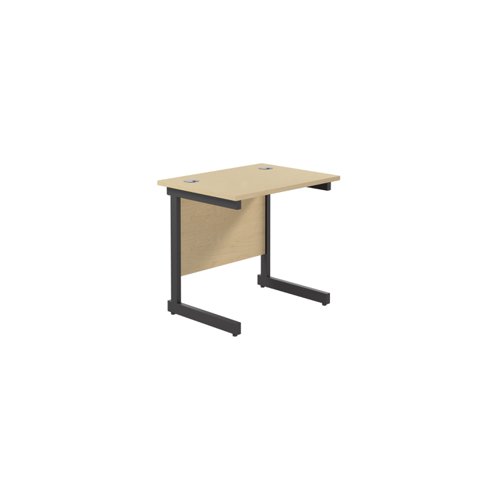 Single Upright Rectangular Desk: 600mm Deep (FSC) 800 X 600 Maple/Black